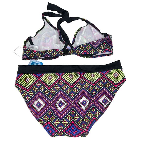 NWT Freya Byzantine Bikini 2 Piece Set Underwire Top & Bottom Colorful Geo 34D M - Picture 2 of 14